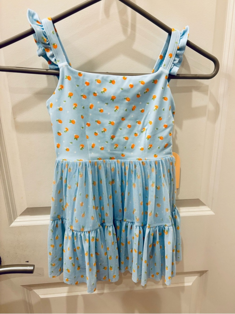 NWT Blogilates Girls' Mommy & Me Ballerina Ruffle Dress - Blue Citrus Print-S